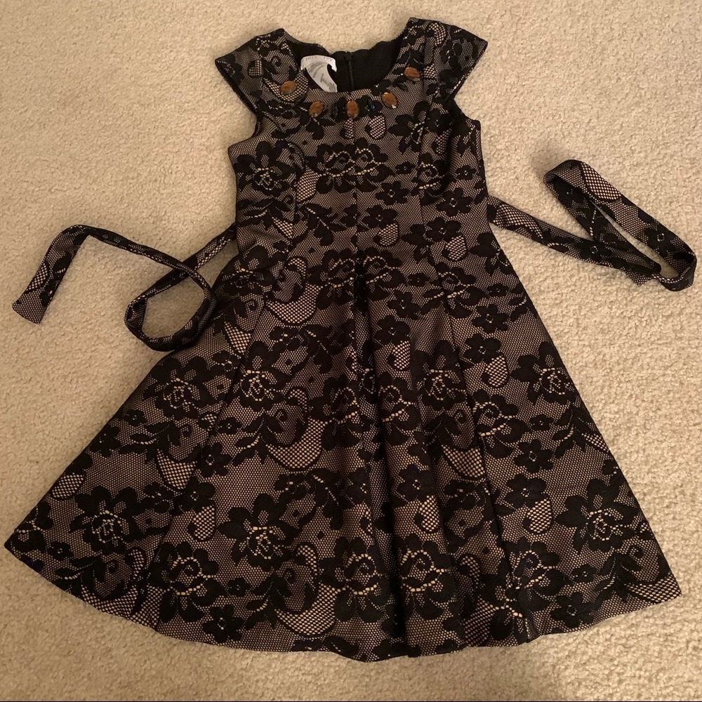 Iris and Ivy Black Lace Dress with Embellishments Size 8 Girls